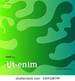 Abstract square web templates with wavy embossed gradient shapes on gradient background. Social media web banner or landing page. Fluid lighting effect with smooth liquid colors.