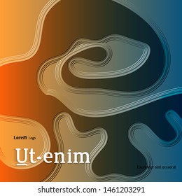 Abstract square web templates with wavy embossed gradient shapes on gradient background. Social media web banner or landing page. Fluid lighting effect with smooth liquid colors.