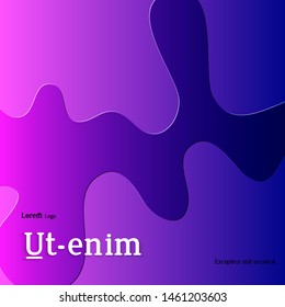Abstract square web templates with wavy embossed gradient shapes on gradient background. Social media web banner or landing page. Fluid lighting effect with smooth liquid colors.