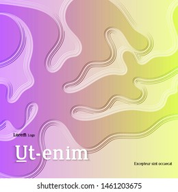 Abstract square web templates with wavy embossed gradient shapes on gradient background. Social media web banner or landing page. Fluid lighting effect with smooth liquid colors.