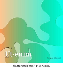 Abstract square web templates with wavy embossed gradient shapes on gradient background. Social media web banner or landing page. Fluid lighting effect with smooth liquid colors.