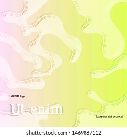 Abstract square web templates with wavy embossed gradient shapes on gradient background. Social media web banner or landing page. Fluid lighting effect with smooth liquid colors.