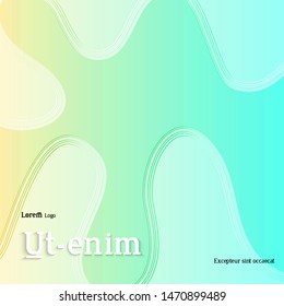 Abstract square web templates with wavy embossed gradient shapes on gradient background. Social media web banner or landing page. Fluid lighting effect with smooth liquid colors.