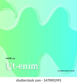 Abstract square web templates with wavy embossed gradient shapes on gradient background. Social media web banner or landing page. Fluid lighting effect with smooth liquid colors.