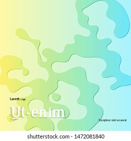 Abstract square web templates with wavy embossed gradient shapes on gradient background. Social media web banner or landing page. Fluid lighting effect with smooth liquid colors.