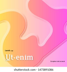 Abstract square web templates with wavy embossed gradient shapes on gradient background. Social media web banner or landing page. Fluid lighting effect with smooth liquid colors.