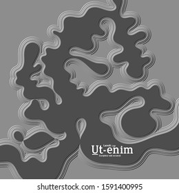 Abstract square web templates with wavy embossed gradient shapes on gradient background. Social media web banner or landing page. Fluid lighting effect with smooth liquid colors.