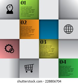 Abstract squares background with icons. eps10
