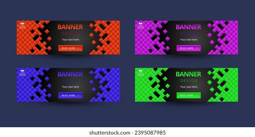 Abstract squares banners with CTA buttons: Read more.