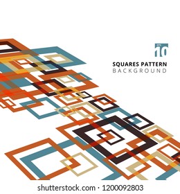 Abstract squares border colorful random composition perspective on white background. Vector illustration