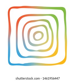 Abstract squares and circles. Rainbow colors on a white background, vector illustration.