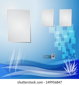 Abstract squares concept and blue color wave background