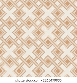Resumen Cuadrados Cruce Complejo Geométrico Patrón Seamless Colores de moda Moderno Líneas Psicodélicas Mínimas Perfecto para la impresión de tela de Allover o envolver papel de color Arenoso Marrón Ecru Tonos