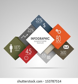 Abstract squares and cubes info graphic
