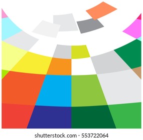 Abstract squares with curves  background, vector illustration