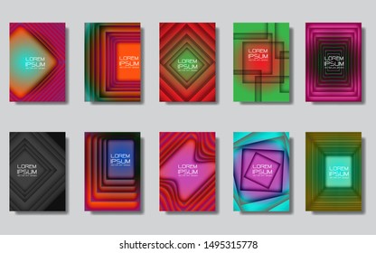 Abstract squares design colorful cover set collection on grey background design modern futuristic vector illustration.