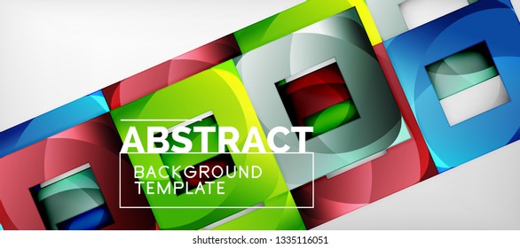 O fundo geométrico dos quadrados abstratos pode ser usado no projeto da capa, no projeto do livro, no fundo do site. Ilustração vetorial