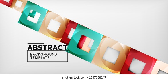 O fundo geométrico dos quadrados abstratos pode ser usado no projeto da capa, no projeto do livro, no fundo do site. Ilustração vetorial