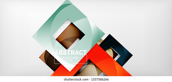 El fondo geométrico de cuadrados abstractos se puede usar en diseño de portada, diseño de libros, fondo de sitio web. Ilustración del vector