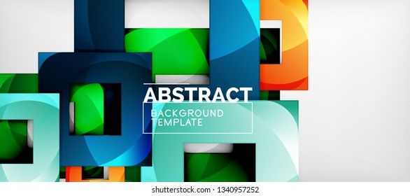 O fundo geométrico dos quadrados abstratos pode ser usado no projeto da capa, no projeto do livro, no fundo do site. Ilustração vetorial