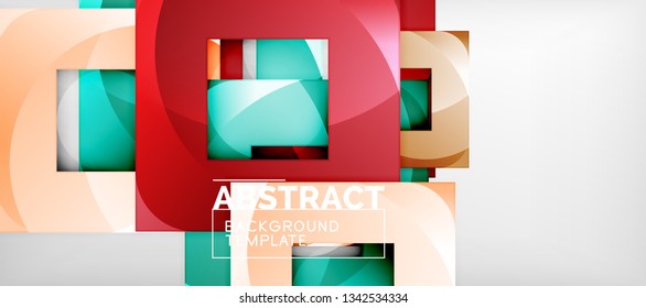 O fundo geométrico dos quadrados abstratos pode ser usado no projeto da capa, no projeto do livro, no fundo do site. Ilustração vetorial