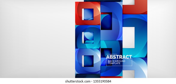 El fondo geométrico de cuadrados abstractos se puede usar en diseño de portada, diseño de libros, fondo de sitio web. Ilustración del vector