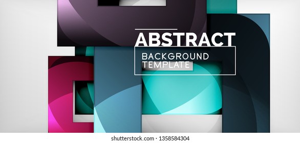 O fundo geométrico dos quadrados abstratos pode ser usado no projeto da capa, no projeto do livro, no fundo do site. Ilustração vetorial