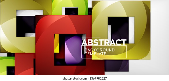 El fondo geométrico de cuadrados abstractos se puede usar en diseño de portada, diseño de libros, fondo de sitio web. Ilustración del vector