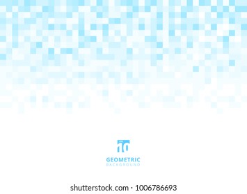Abstract squares geometric light blue background with copy space. Pixel, Grid, Mosaic. Vector illustration