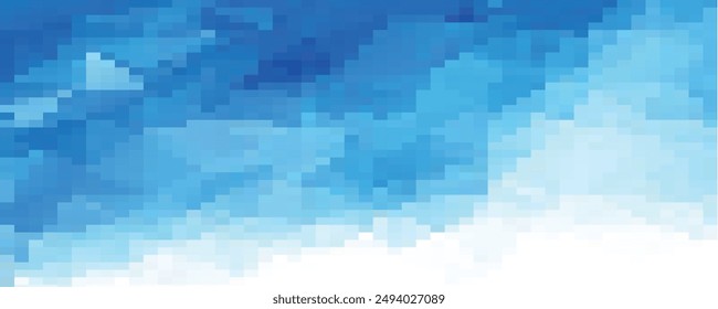 Abstract squares geometric light blue background with copy space. Pixel, Grid, Mosaic.