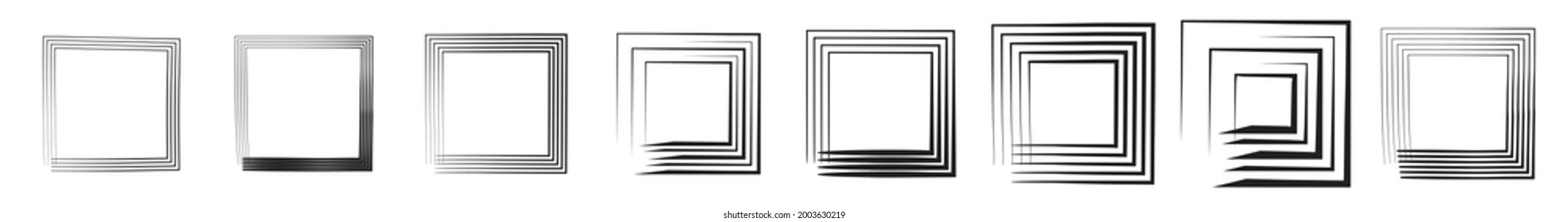 Abstract squares graphics. Vector squares element set