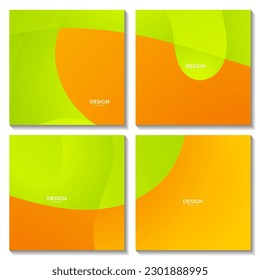 abstract squares green and orange colorful gradient fluid wave modern background for business