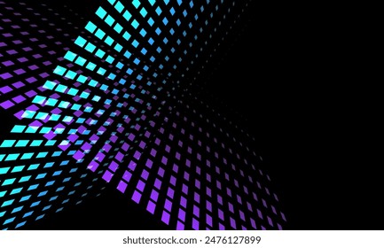 Abstract squares mesh blue purple overlap on black technology futuristic data background vector illustration.