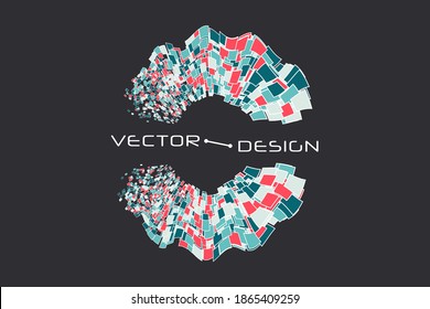 Abstract squares movement, waves. Logo. Vector illustration of futuristic color.