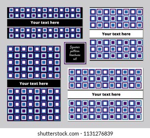 Abstract squares pattern A5 brochures leaflets booklets vector template set
