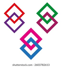 Abstract squares pattern. Geometric colorful shapes. Intersecting modern design. Bright vector illustration.