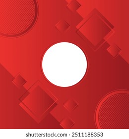 Abstract squares red gradient geometric square shape background with white circle Modern futuristic background