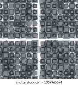 Abstract squares and rhombuses seamless pattern. Modern stylish monochrome halftone texture. Repeating design for wallpaper, patterns, web page background, surface texture. Vector black and white.