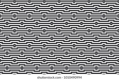 Abstract squares seamless pattern. Stroke vector background. optic illusion wave effect