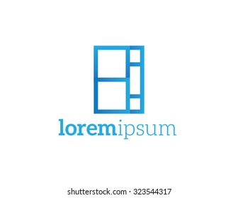 Abstract squares style house interior decoration vector logo icon