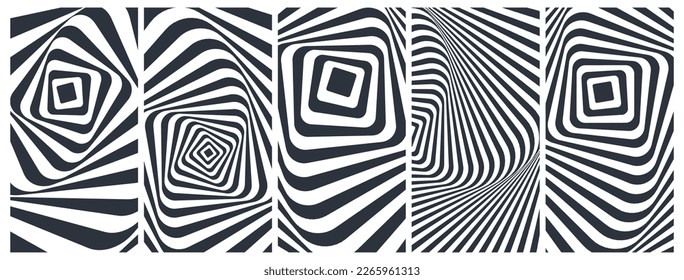 Abstract squares within squares. Optic art illustration. Black and white design. 3d vector patter for brochure, poster, presentation, flyer or banner.