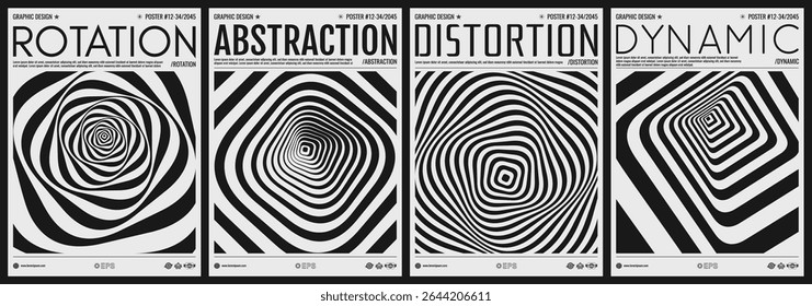 Abstrair quadrados dentro de quadrados. Ilustração da arte óptica. Modelo de design de capa preta e branca. Padrão de vetor 3d para brochura, cartaz, apresentação, folheto ou banner.