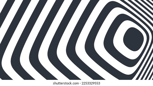 Abstract squares within squares. Square tunnel perspective. Optic art illustration. Black and white design. 3d vector patter for brochure, poster, presentation, flyer or banner.