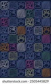 abstract square-shaped line pattern with several colors, can be applied to clothing and the like