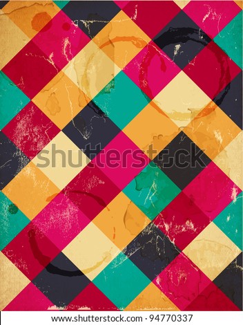 Abstract squary colorful retro background