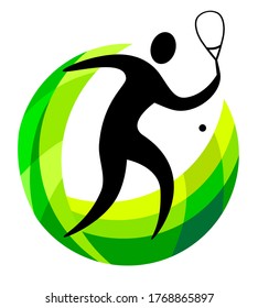 Abstract squash sport logo in vector quality.