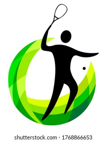 Resumen del logotipo deportivo de squash en calidad vectorial.