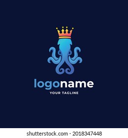 logotipo minimalista del gradiente kraken del pulpo del calamar abstracto