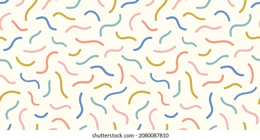 Abstract Squiggle Pattern Background Banner. Fun Modern Design Element Of Wavy Lines In A Tossed Border Design. Vector Illustration In Trendy Colours.