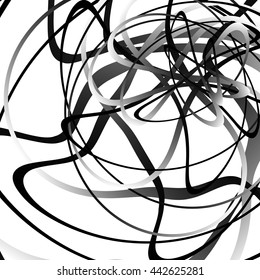 Abstract squiggle, squiggly, curvy lines. Monochrome geometric pattern.